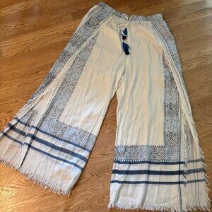 Goa Beachwear By Japna Wide Leg Beach Blue/White Pants Coverup Large